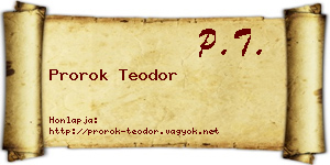 Prorok Teodor névjegykártya